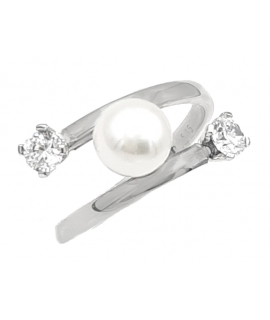 Ring whitegold K14 with pearl