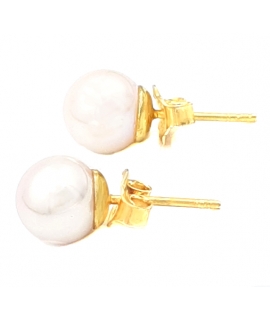 Earrings gold K14 'Pearl baroque' 8mm