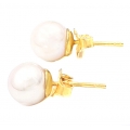 Earrings gold K14 'Pearl baroque' 8mm