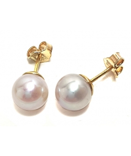 Earrings gold K14 'Pearl baroque' 8mm 2