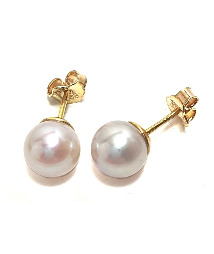 Earrings gold K14 'Pearl baroque' 8mm