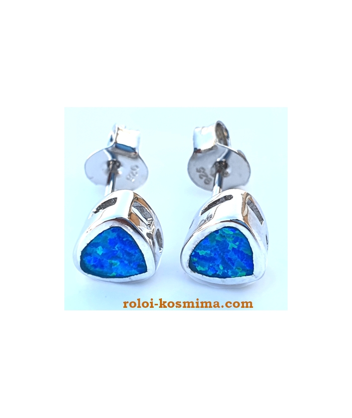 Earrings Silver "Triangle blue Opal"