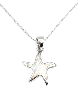 Necklace Silver "Sea star" blue Opal