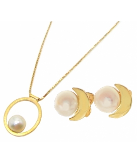 Necklace Gold K14 'Circle with Pearl'