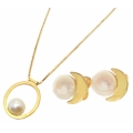 Necklace Gold K14 'Circle with Pearl'