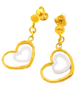 Earrings hanging Gold 'Hearts'