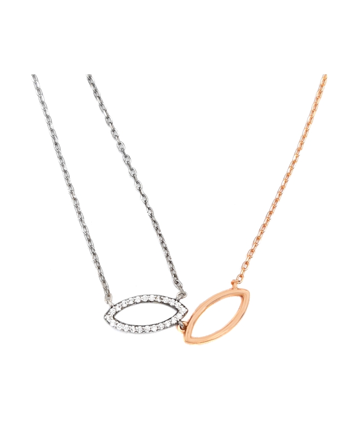 Necklace Double Silver Hearts