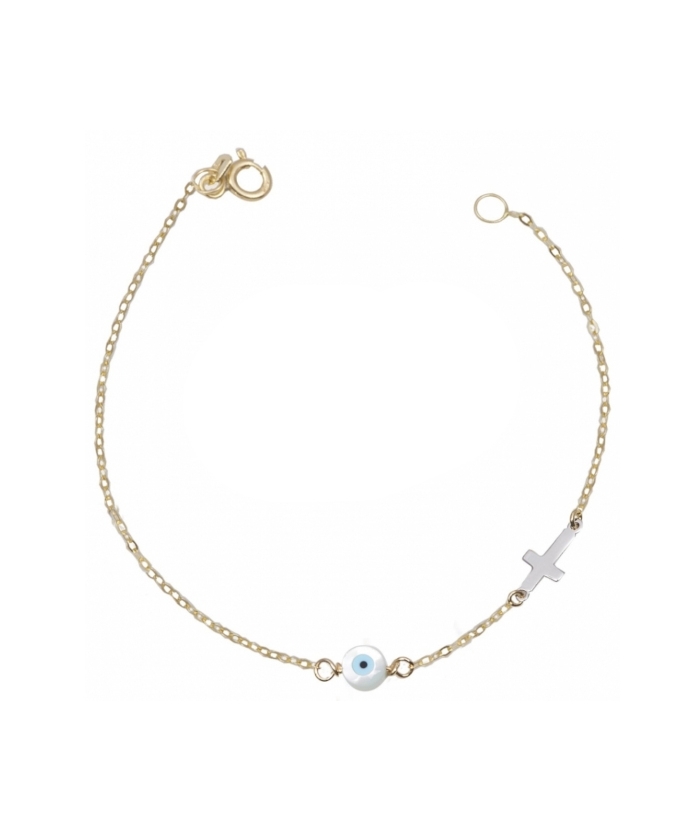 Bracelet Gold ''Eye and Cross''