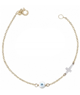 Bracelet Gold ''Eye and Cross''