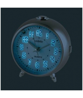 Ρολόι Ξυπνητήρι Vedette VR10128 Αθόρυβο Ασημί Led φωτισμός 2
