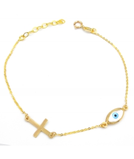 Bracelet Gold ''Eye and Cross''