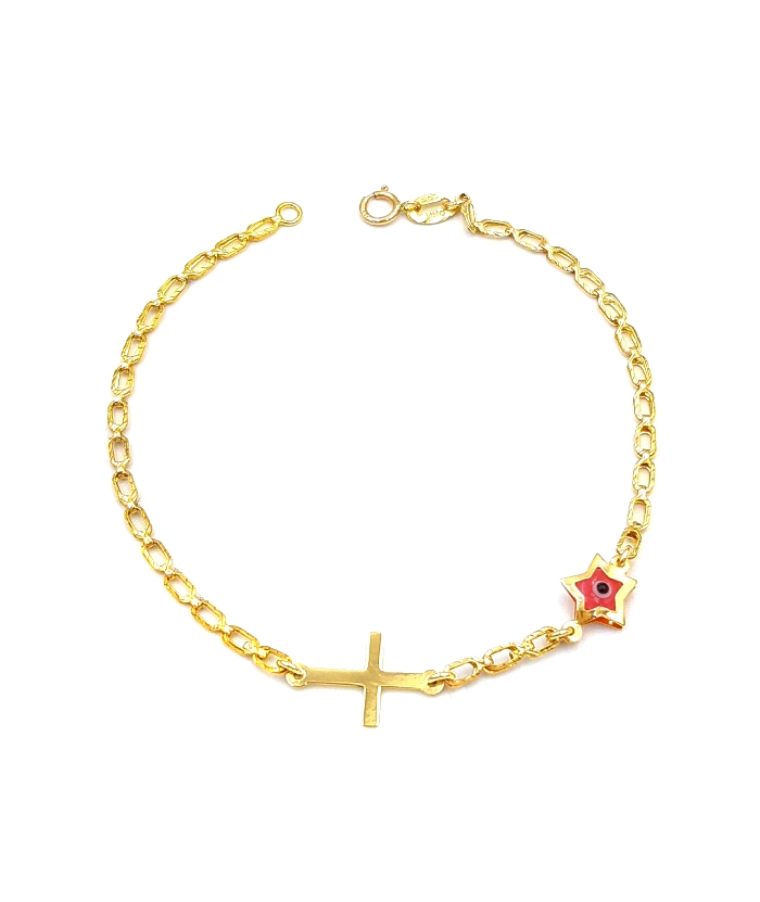 Bracelet Gold ''Eye and Cross''