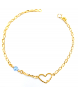 Bracelet gold with heart and Aquamarine