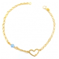 Bracelet gold with heart and Aquamarine