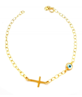 Bracelet Gold ''Eye and Cross''