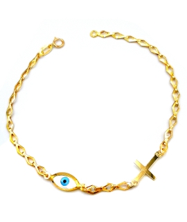 Bracelet Gold ''Eye and Cross''