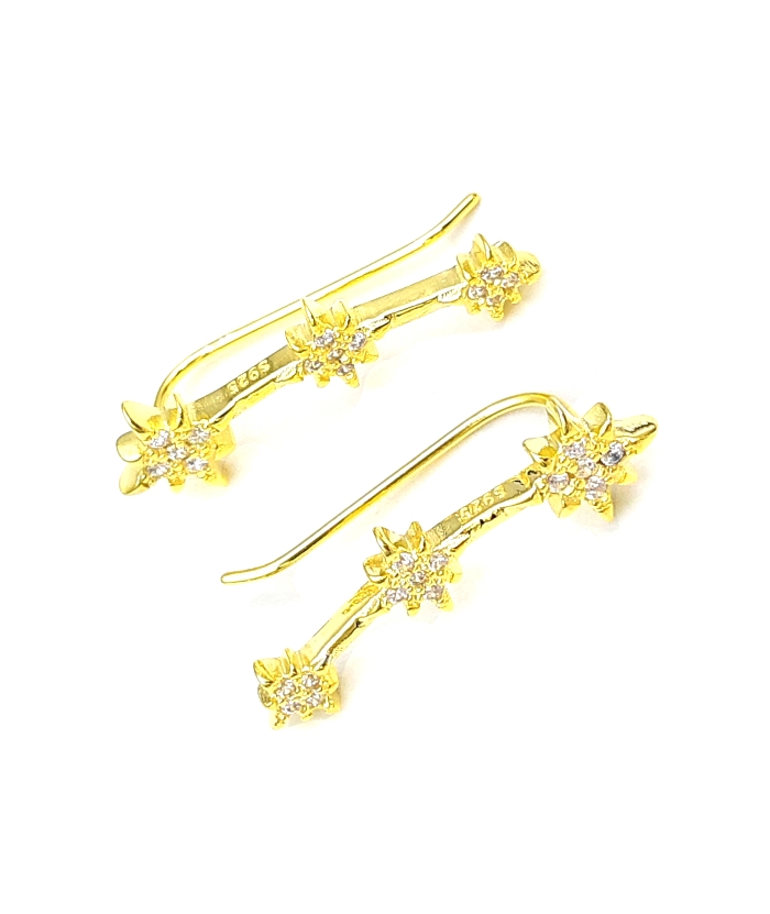Σκουλαρίκια Ασημένια 925° ear-climber με Αστέρια