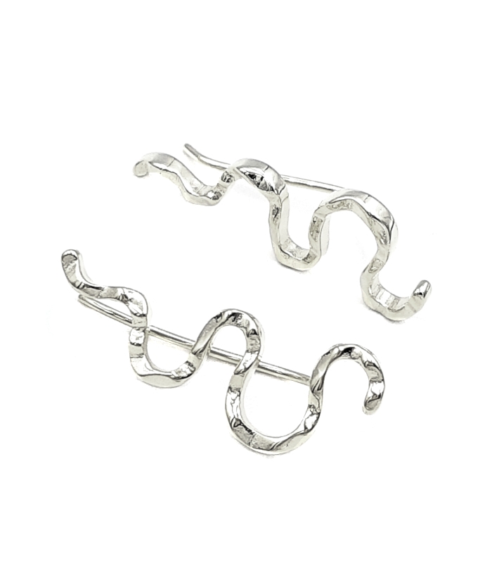 Earrings Silver 925° type ear-climber Leaf