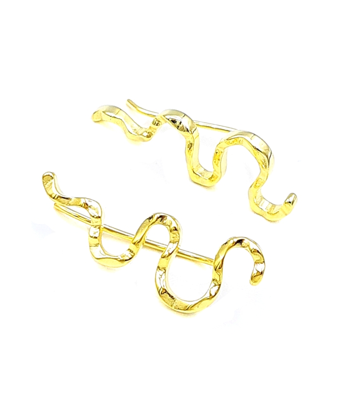 Earrings Silver 925° type ear-climber Leaf