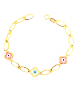 Bracelet gold Κ14 "turquoise crosses"