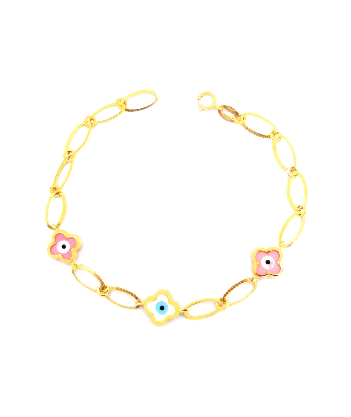 Bracelet gold Κ14 "turquoise crosses"