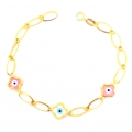 Bracelet gold Κ14 "turquoise crosses"