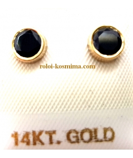 Σκουλαρίκια Χρυσά Κ14 "Black Zircon" 2