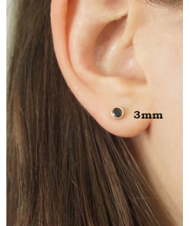 Earrings gold K14 "Black Zircon" 2