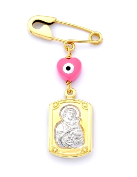 Child Pendant Gold "Mary with pink heart"