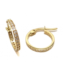 Earrings hoop gold K14 "Zircons in line" 2