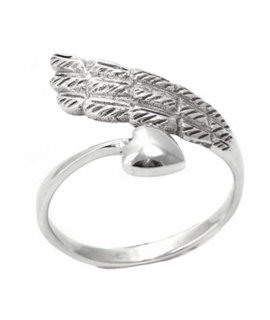 Ring Silver 925° "leaf and heart"