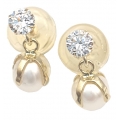 Earrings gold K14 "Pearl and zircon"