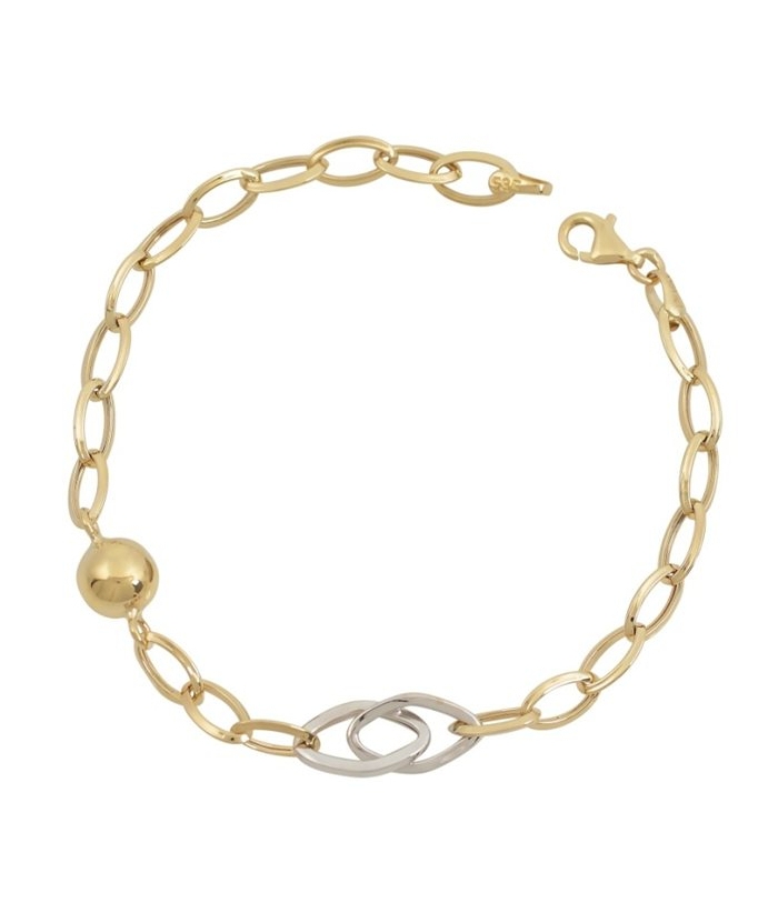 Bracelet Gold 14Κ "Ovalina twin color"