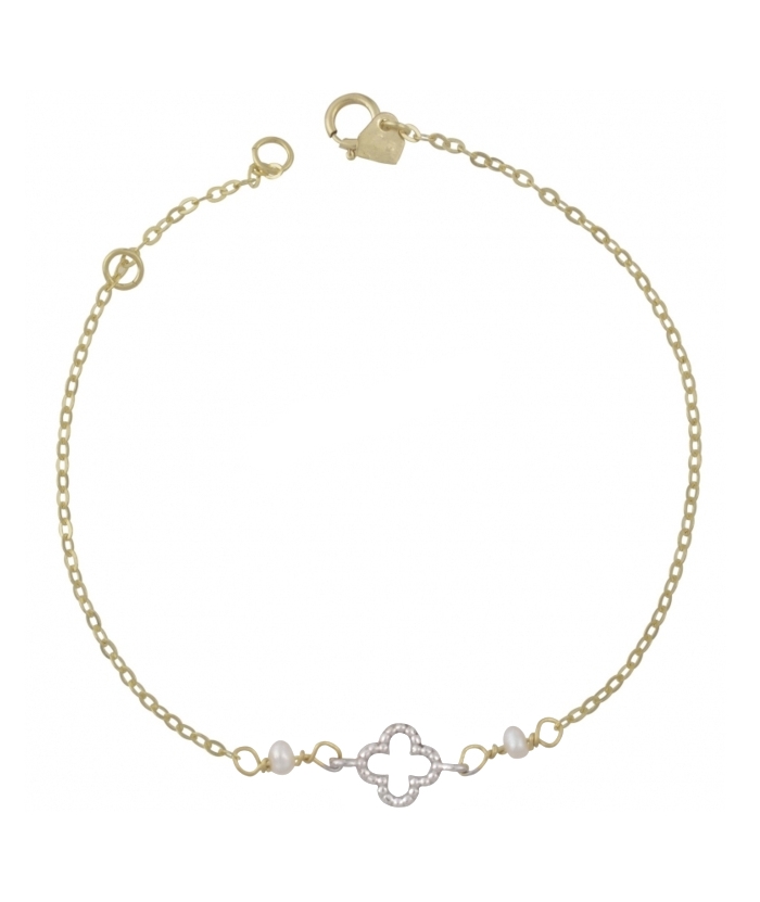 Bracelet Gold with whitegold cross