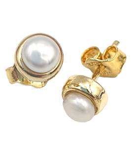 Earrings gold K14 with pearls 4mm