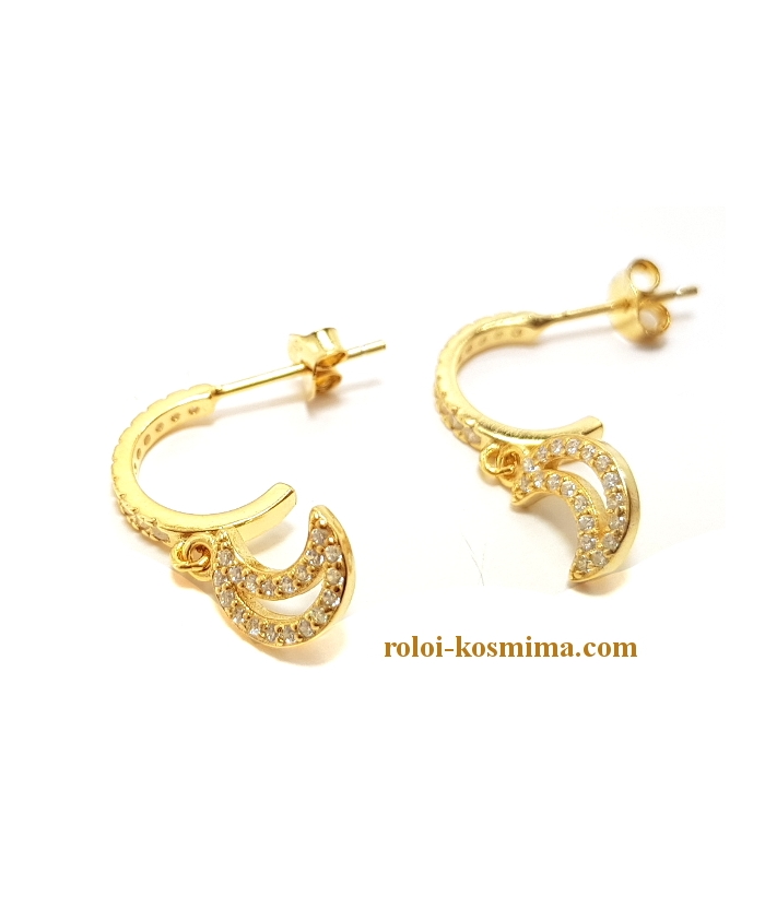 Earrings Silver Goldplated "Moon"