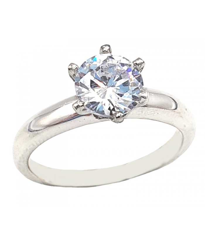 Ring Silver engagement zircon 9mm