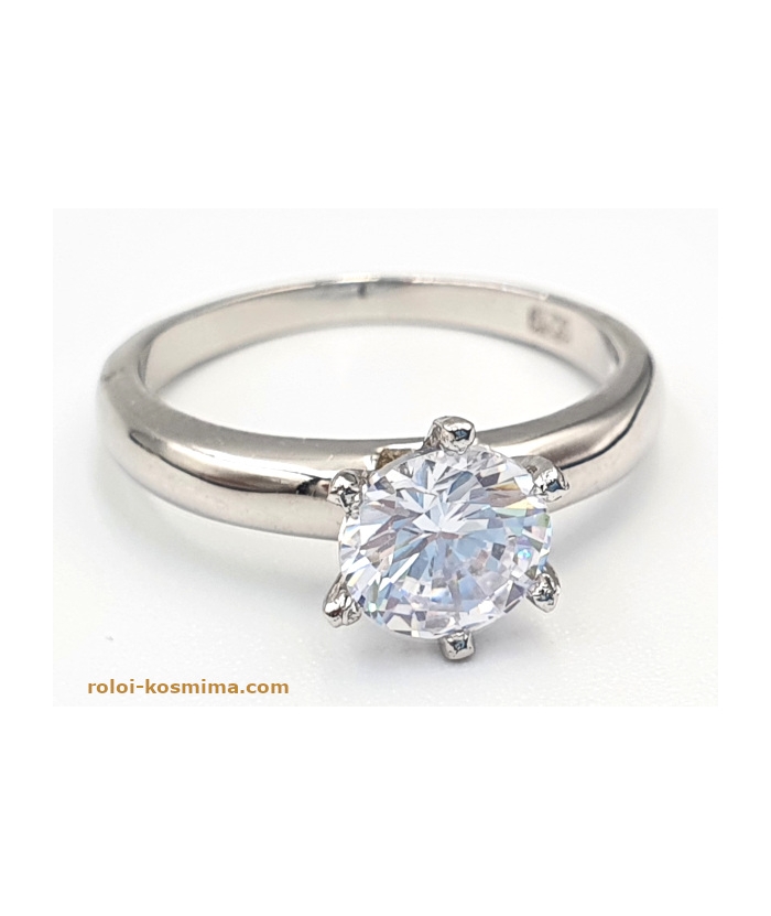 Ring Silver engagement zircon 9mm