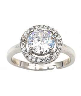 Ring Silver Rozeta with white zircon