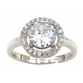 Ring Silver Rozeta with white zircon