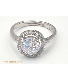 Ring Silver Rozeta with white zircon 2