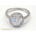 Ring Silver Rozeta with white zircon
