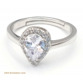 Ring Silver Rozeta with white zircon