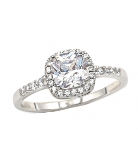 Ring Silver Rozeta with white zircon