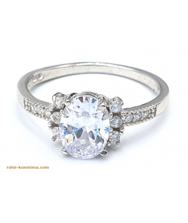 Ring Silver Rozeta with white zircon 2