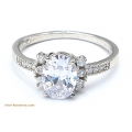 Ring Silver Rozeta with white zircon