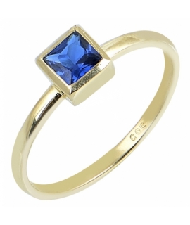Ring gold K14 with sapphire
