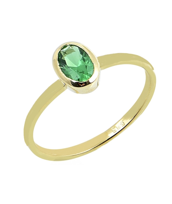 Ring gold K14 with emerald