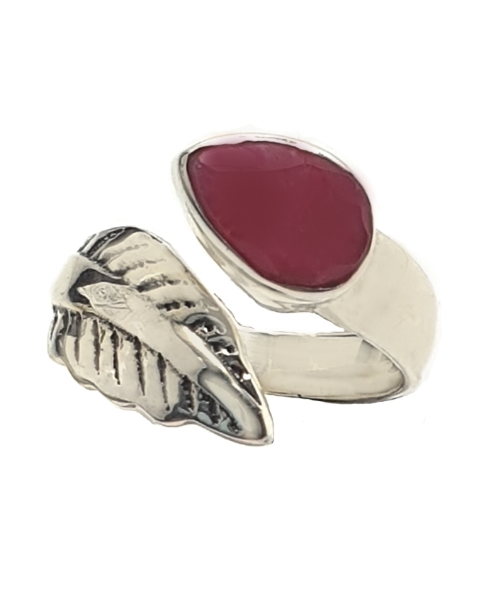 Ring Silver 925° "leaf and heart"