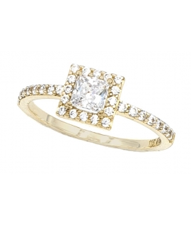 Ring gold K14 with zircon